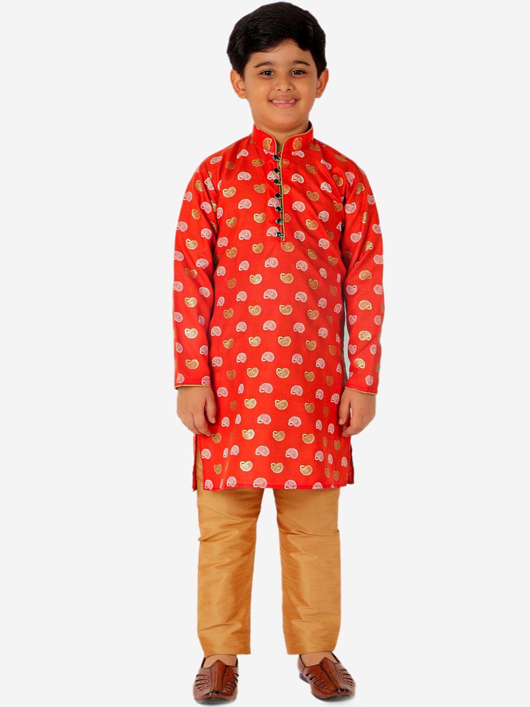 pro-ethic style developer boys paisley printed pure cotton kurta with pyjamas