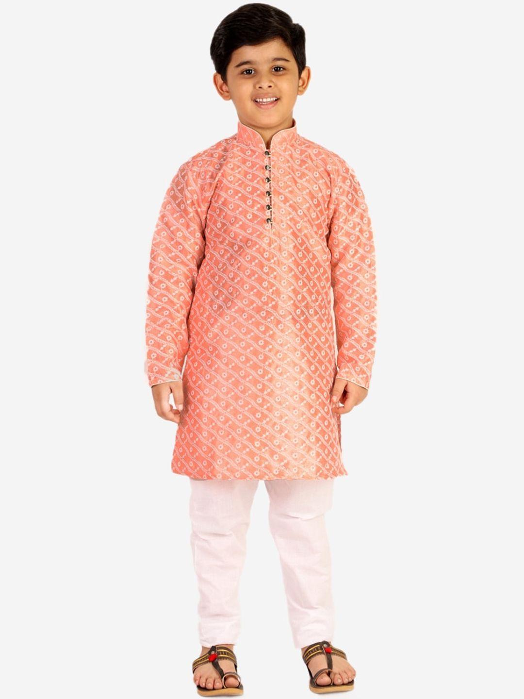 pro-ethic style developer boys pink floral printed kurta with pyjamas