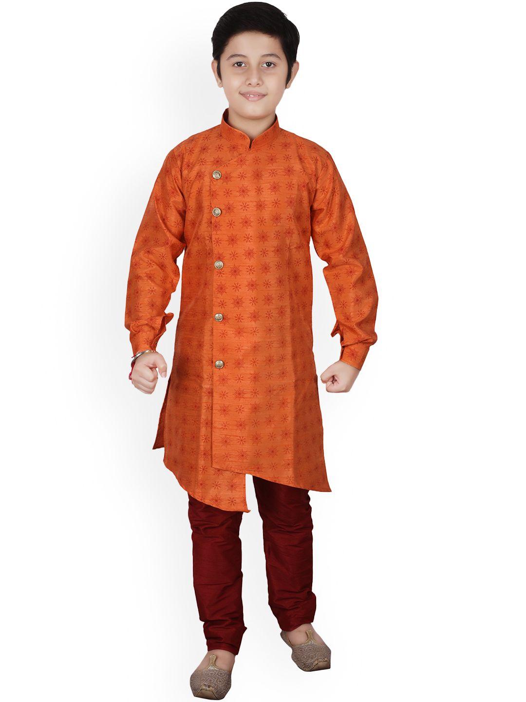 pro-ethic style developer boys printed mandarin collar kurta with pyjamas