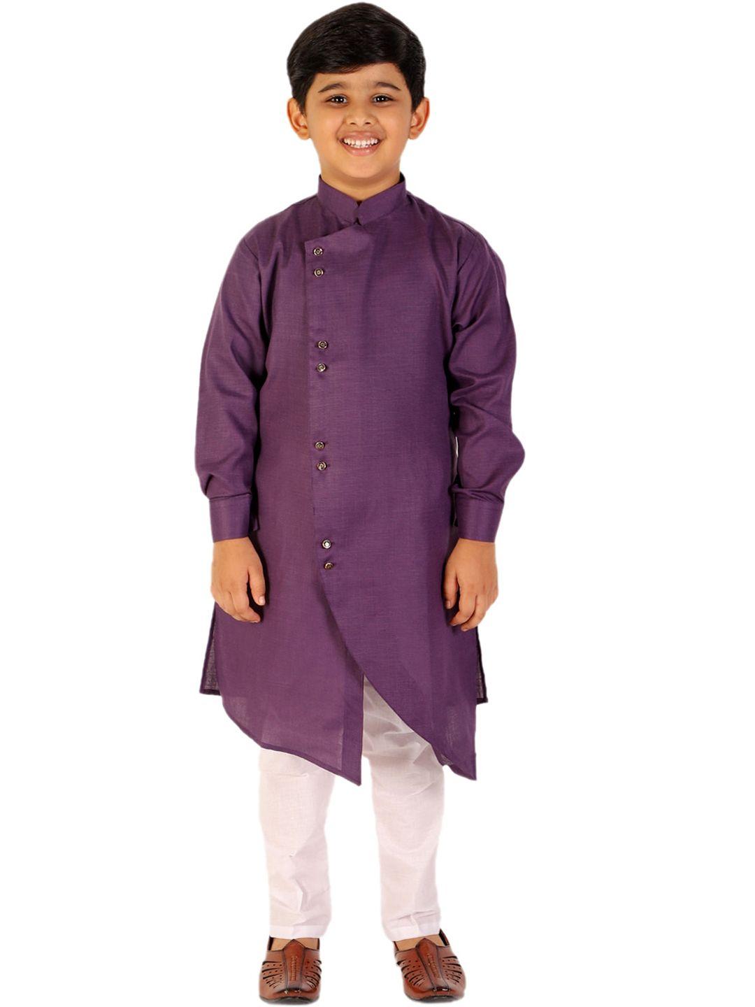 pro-ethic style developer boys purple & white solid jacquard clothing set