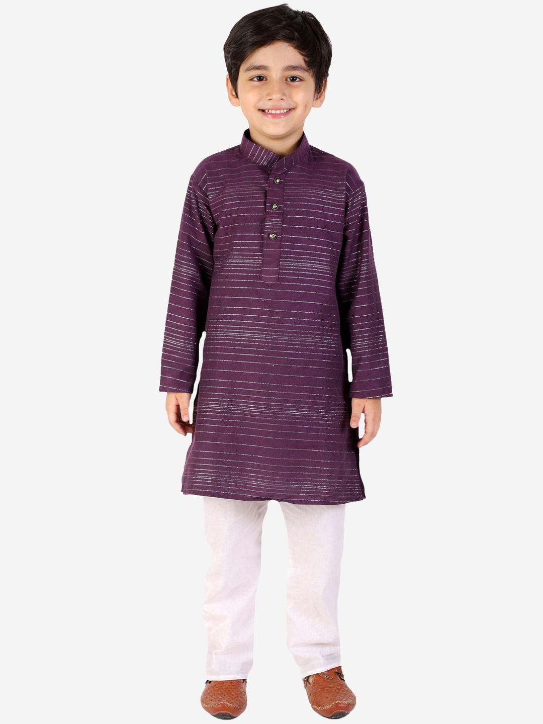 pro-ethic style developer boys striped mandarin collar kurta with pyjamas