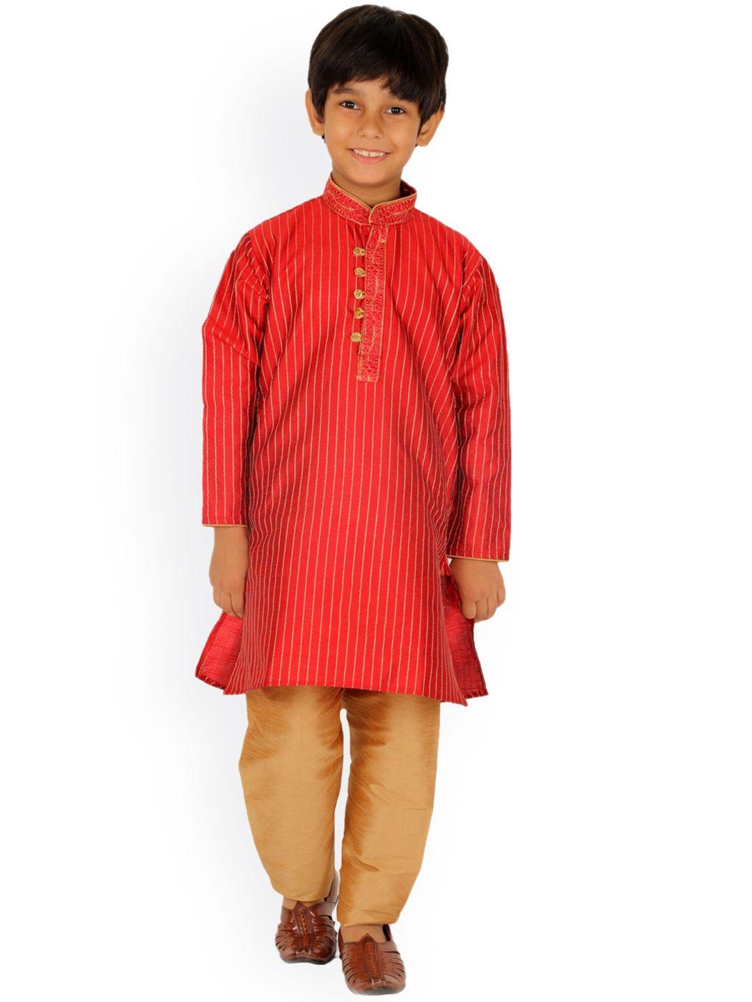 pro-ethic style developer boys striped pure silk kurta with pyjamas