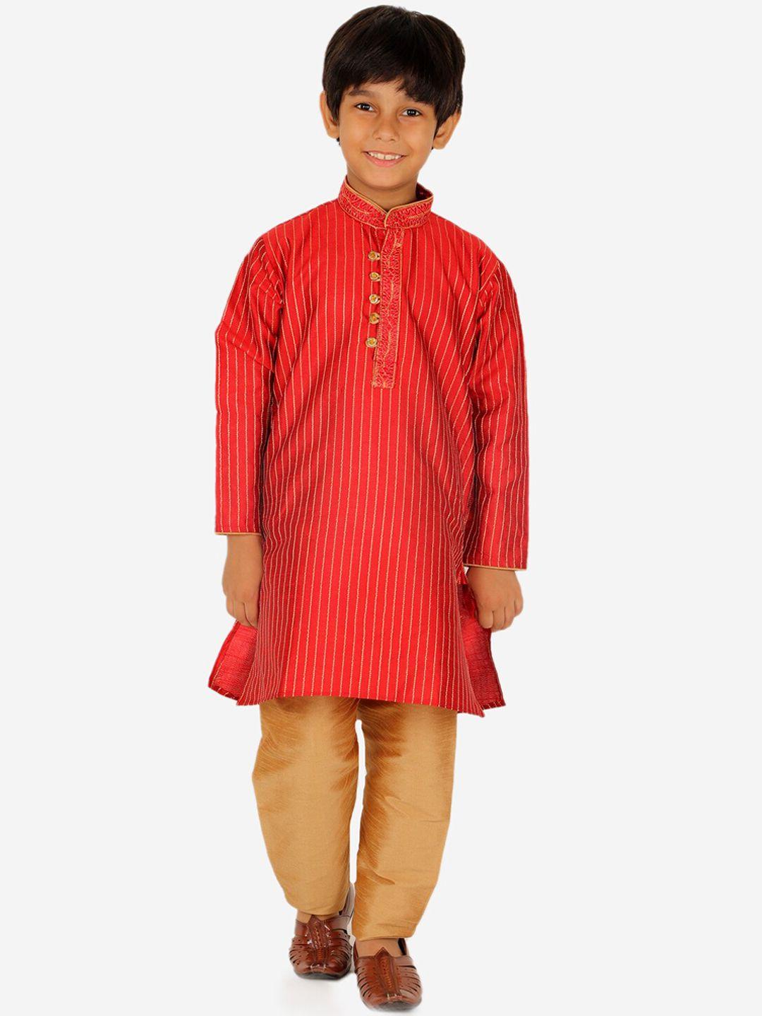 pro-ethic style developer boys striped thread work straight kurta with pyjamas