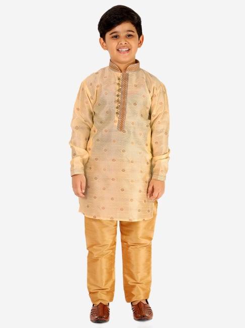 pro-ethic style developer kids gold printed full sleeves kurta with pyjamas
