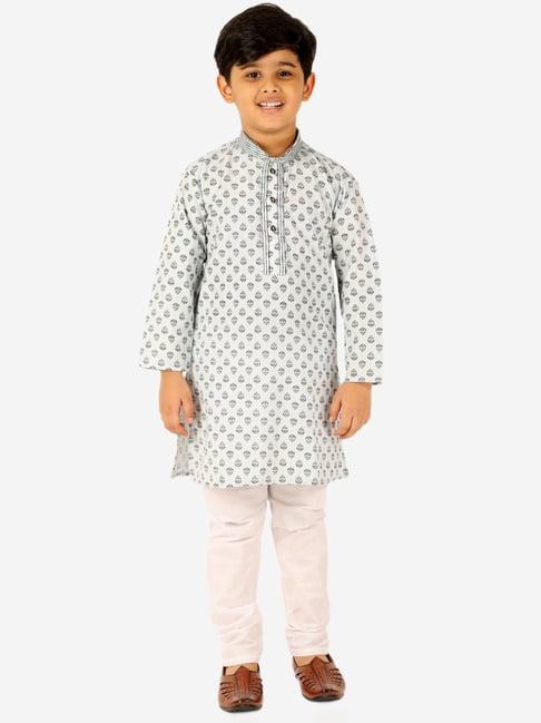 pro-ethic style developer kids light blue printed full sleeves kurta with pyjamas