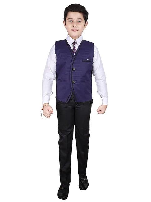 pro-ethic style developer kids multicolor solid full sleeves shirt, waistcoat, pants with tie