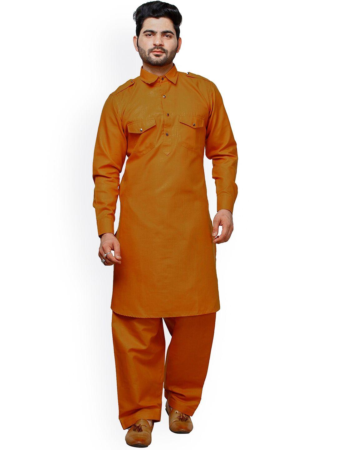 pro-ethic style developer men mustard yellow regular kurta with pyjamas