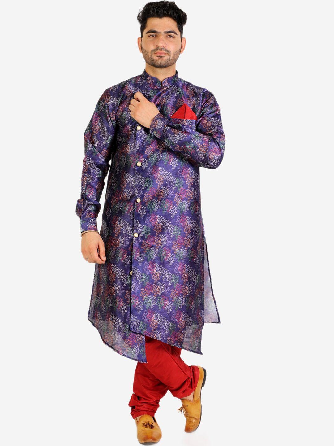 pro-ethic style developer men printed angrakha kurta with churidar