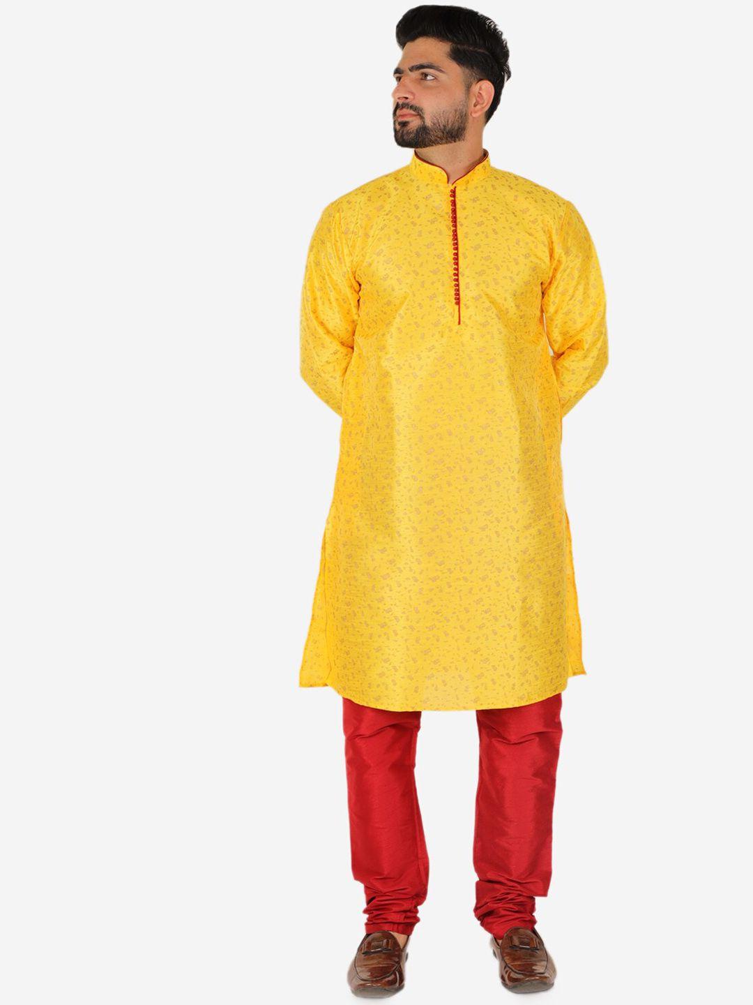 pro-ethic style developer men printed pure silk kurta with churidar