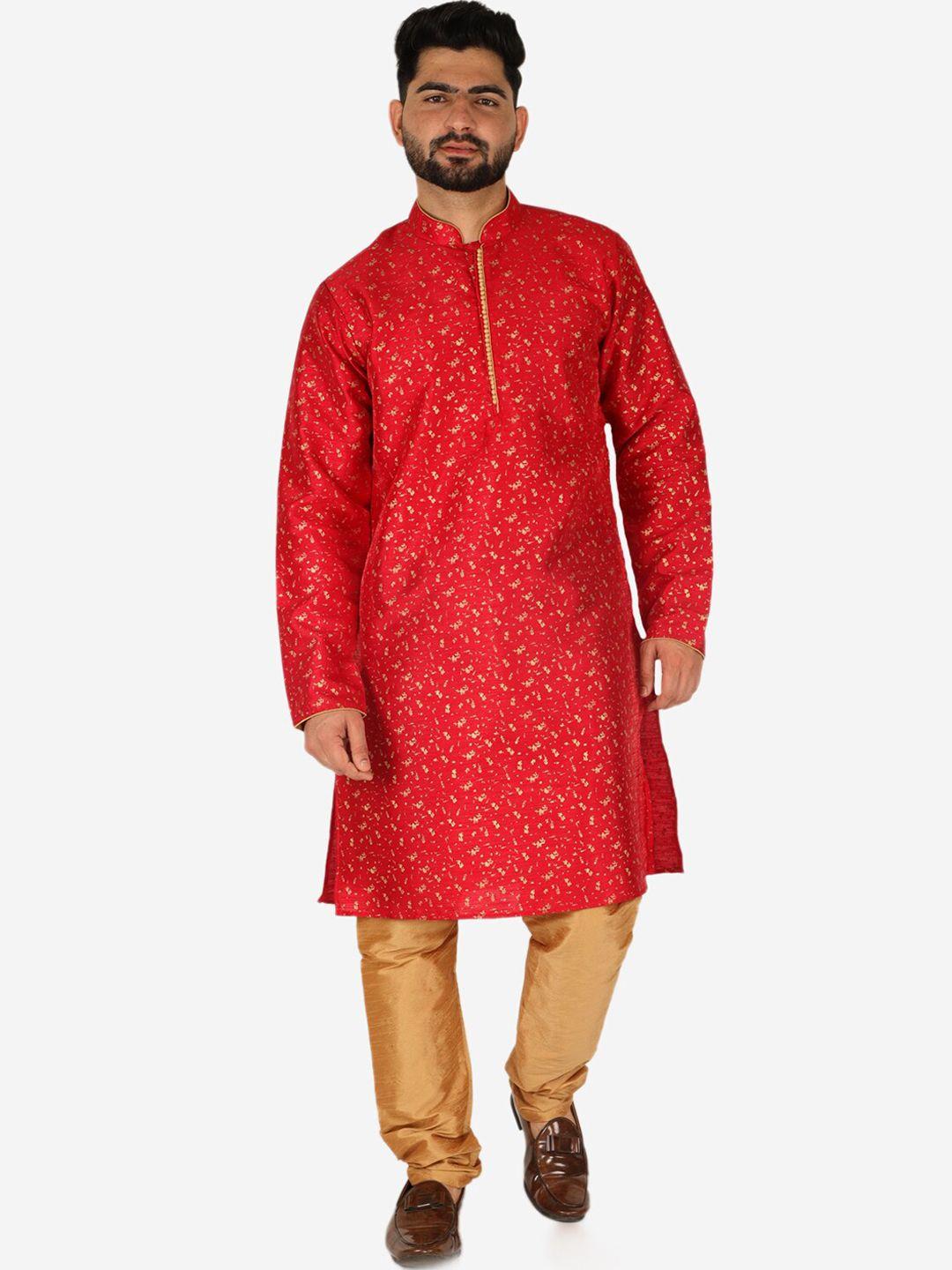 pro-ethic style developer men printed pure silk kurta with pyjamas