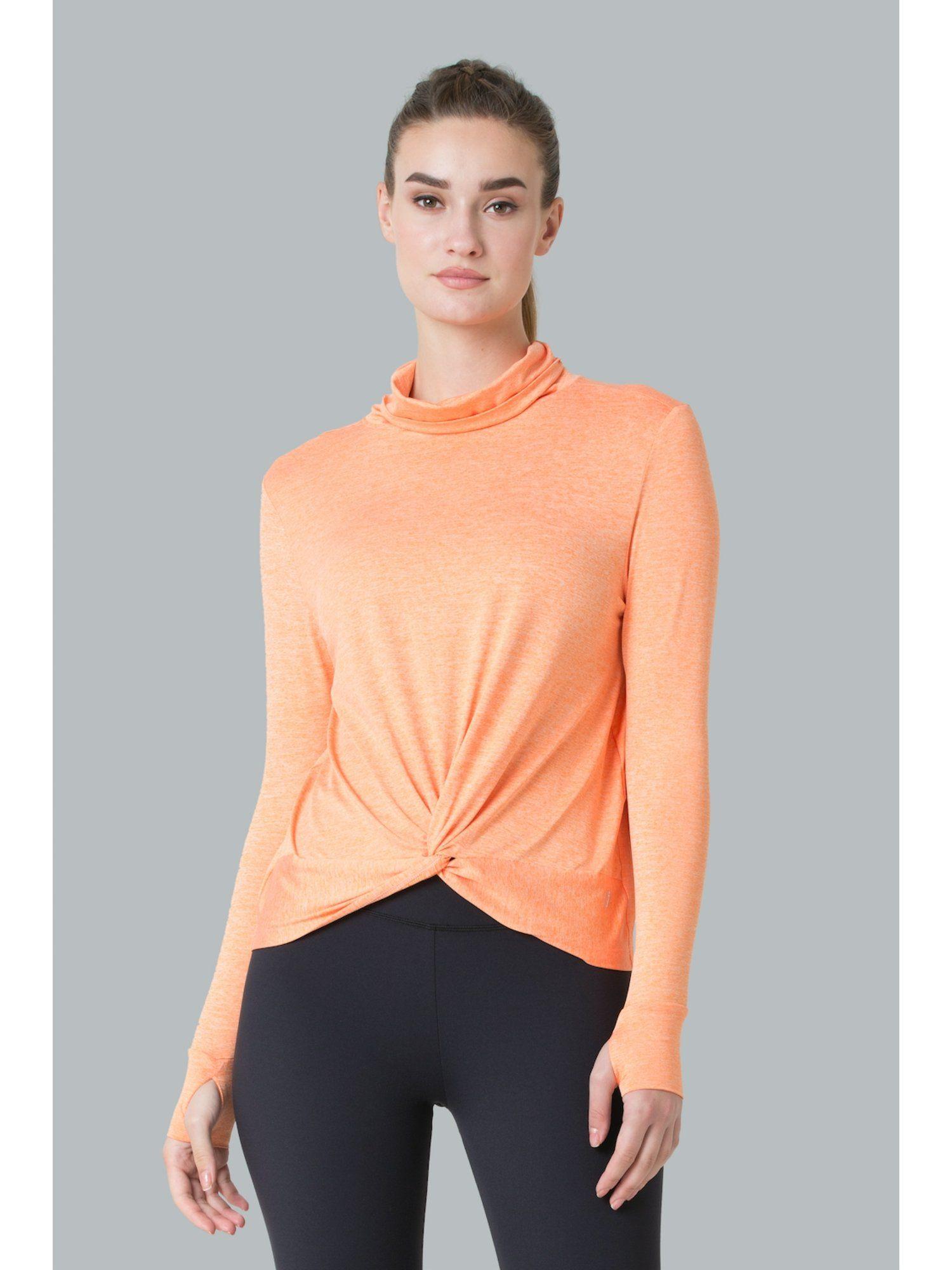 proactive elite women anti bacterial & quick dry cropped t-shirt - vibrant orange