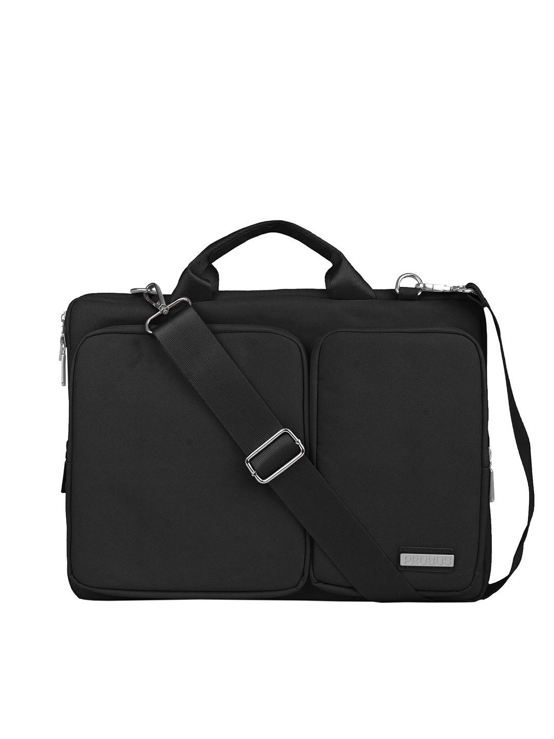 probus unisex black & silver-toned laptop bag