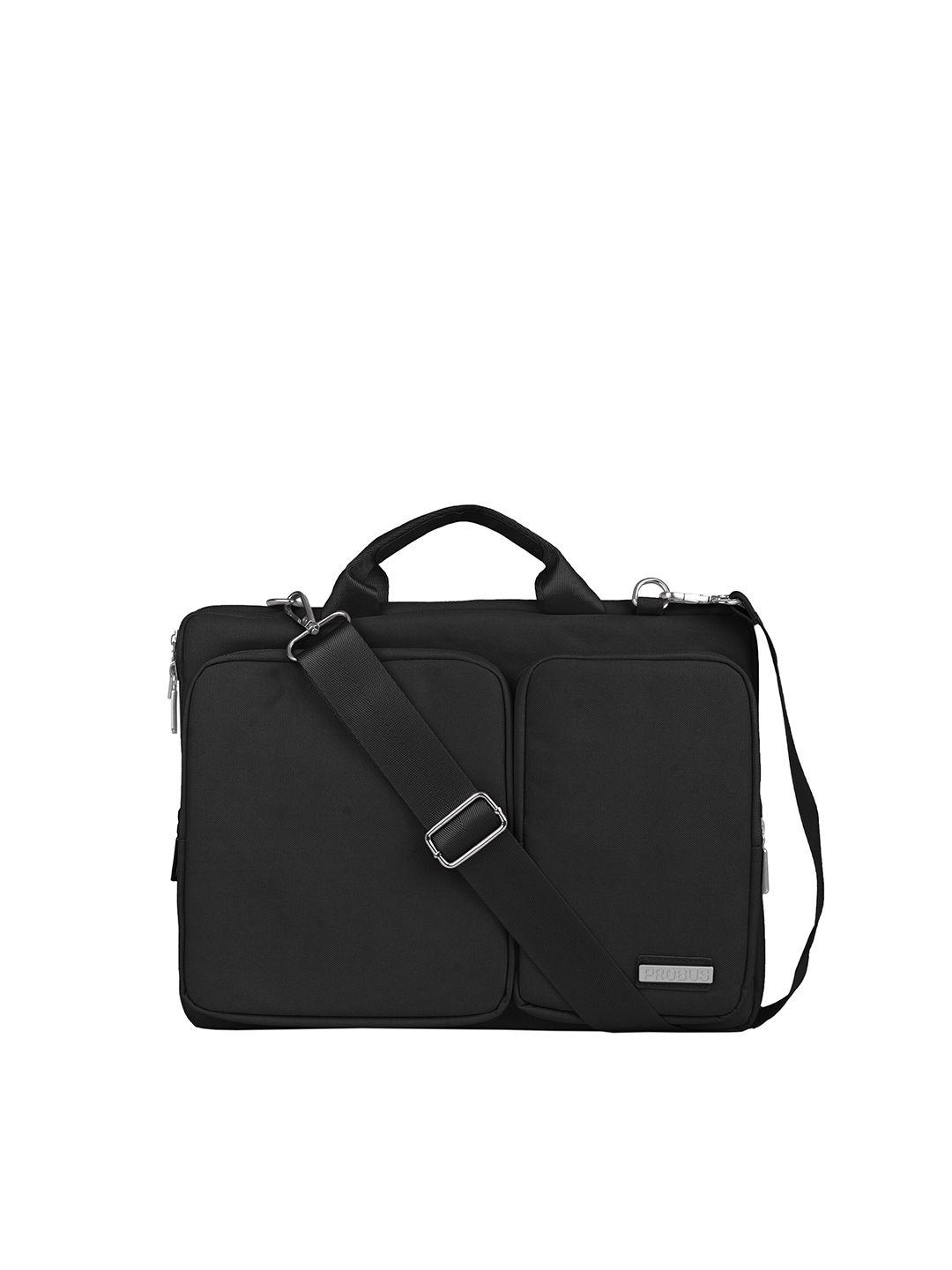 probus unisex black & silver-toned laptop bag
