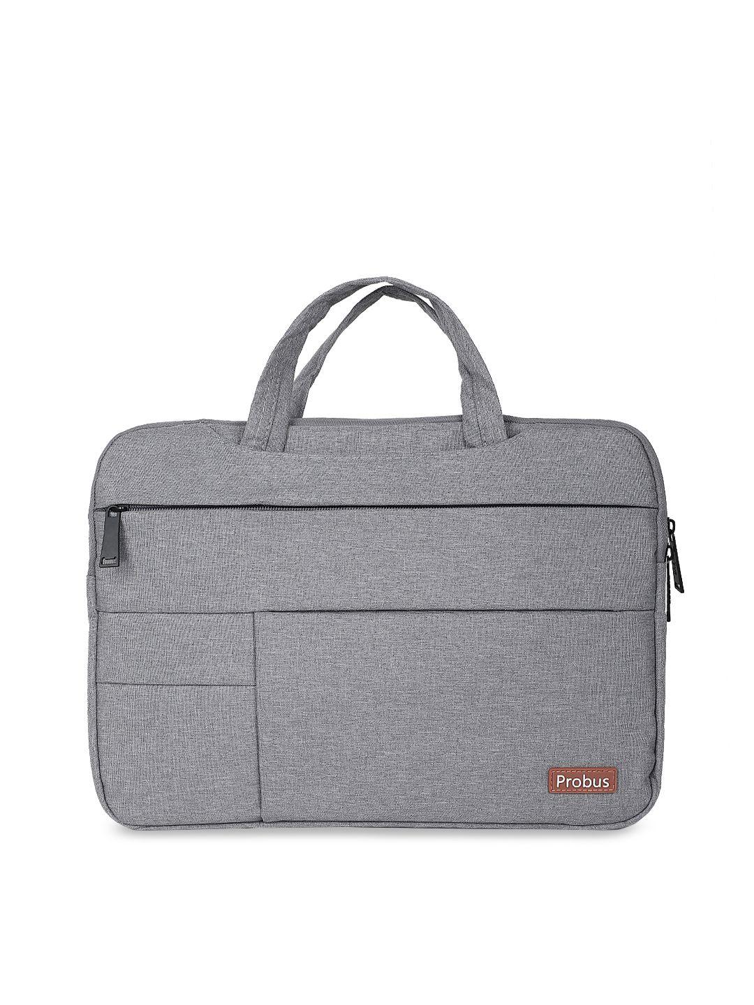 probus unisex grey solid 15.6 inches laptop bag