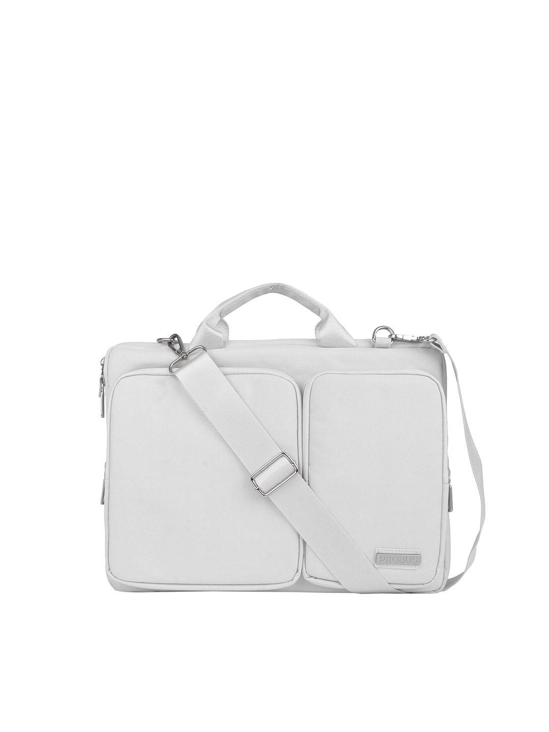 probus unisex silver-toned & white laptop bag