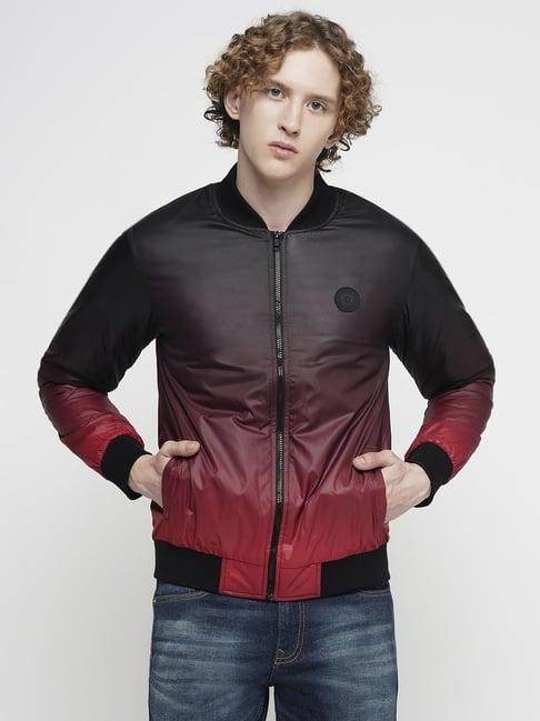 produkt by jack & jones blue & red regular fit ombre bomber jacket