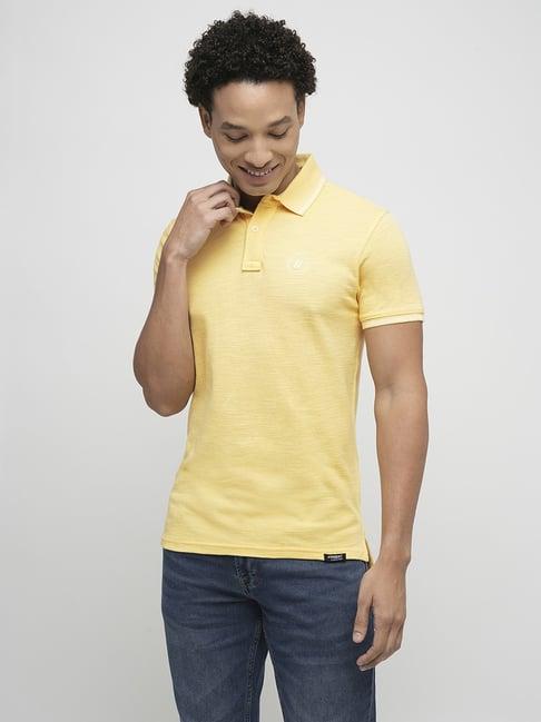 produkt by jack & jones yellow cotton slim fit polo t-shirt