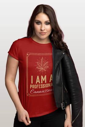 professional cannasseur round neck womens t-shirt - red