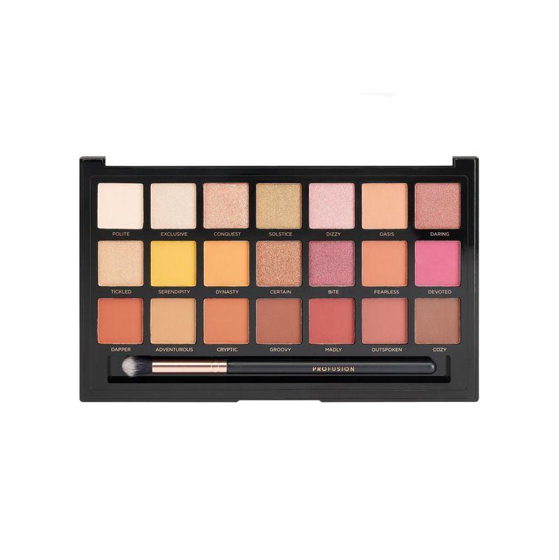 profusion cosmetics siennas 21 shade eyeshadow palette and brush(39.9 g)