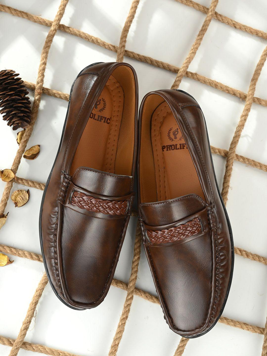 prolific men brown solid loafers