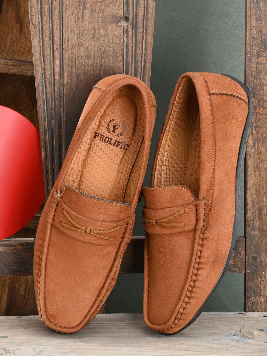 prolific men tan solid loafers