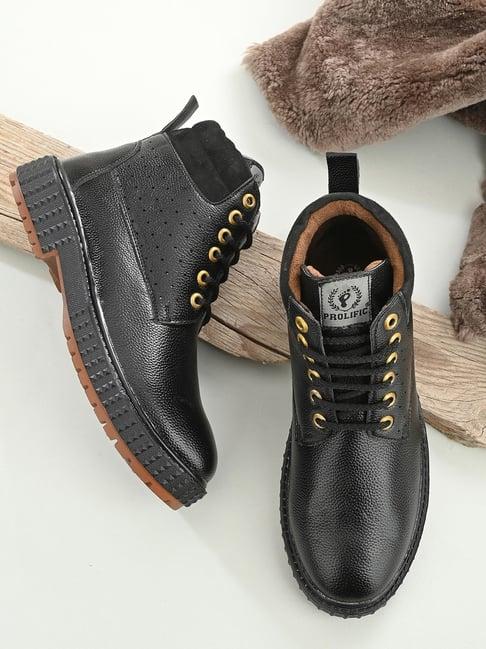 prolific men's black derby boots