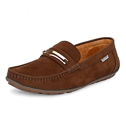 prolific men's casual suede loafers brown