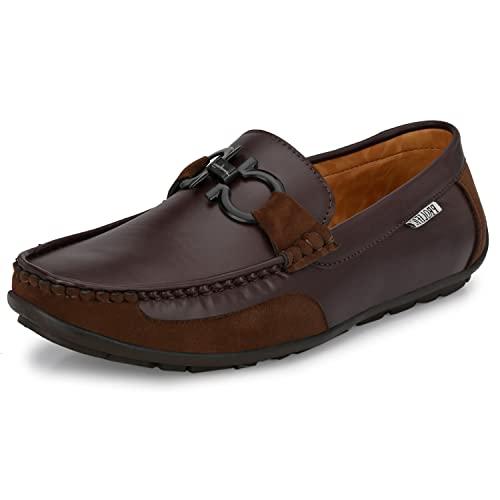 prolific men's casual suede loafers brown