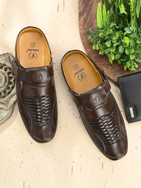 prolific men's roman brown mule shoes