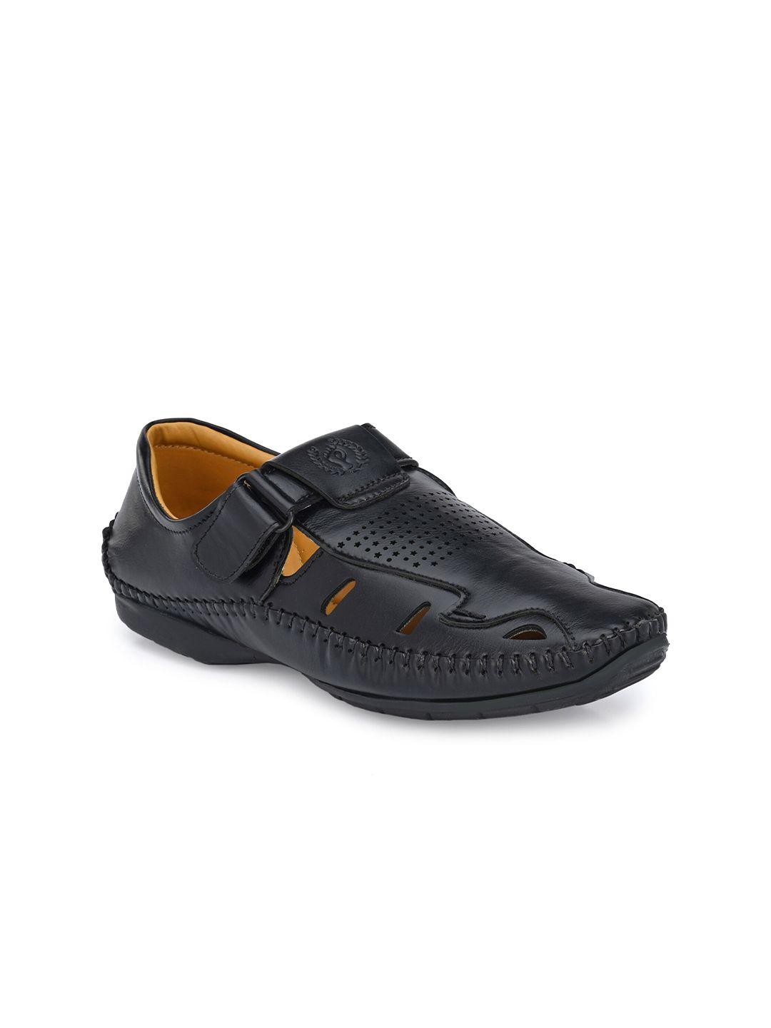 prolific men black solid shoe-style sandals