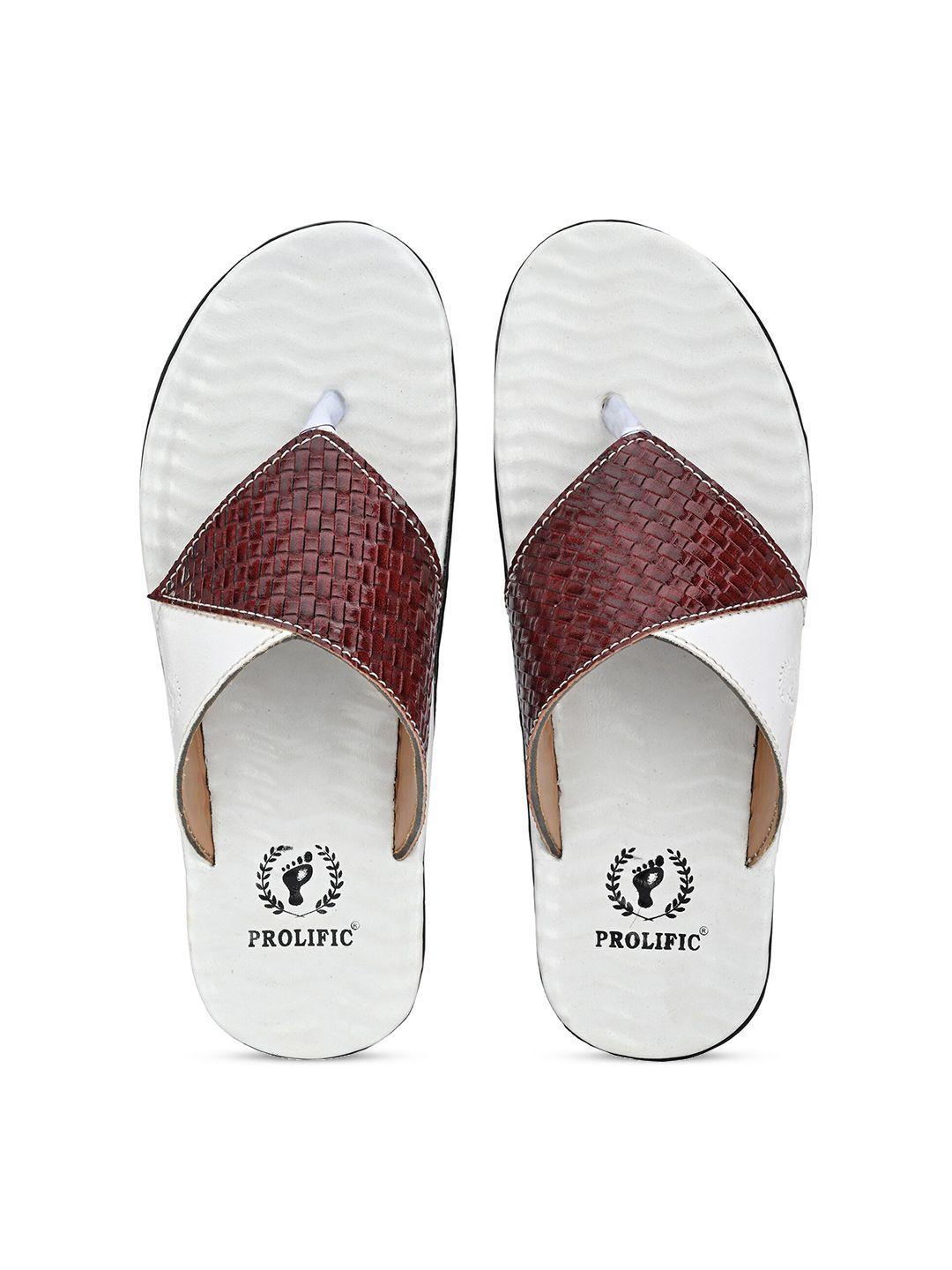 prolific men brown & white basketweave textured comfort sandals