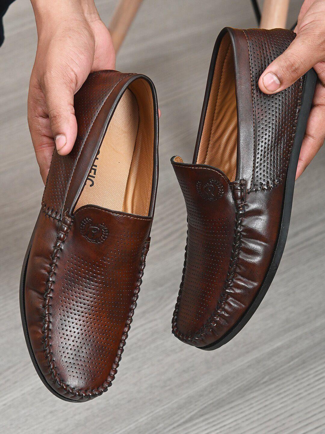 prolific men brown textured loafer