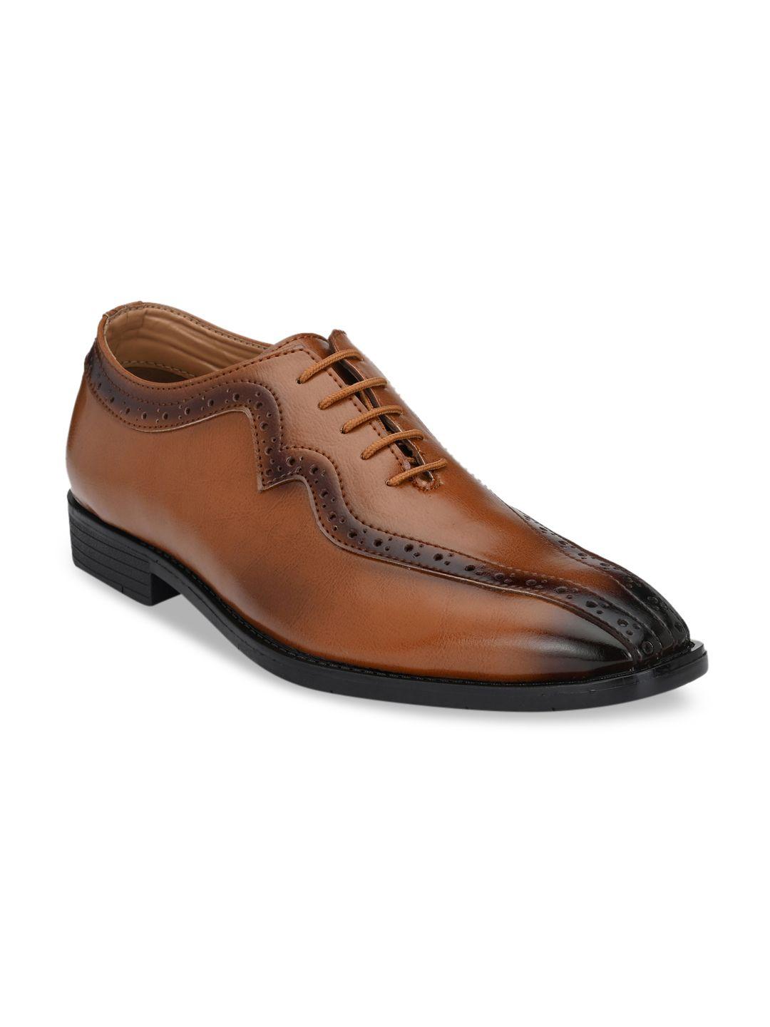 prolific men tan brown solid formal oxfords