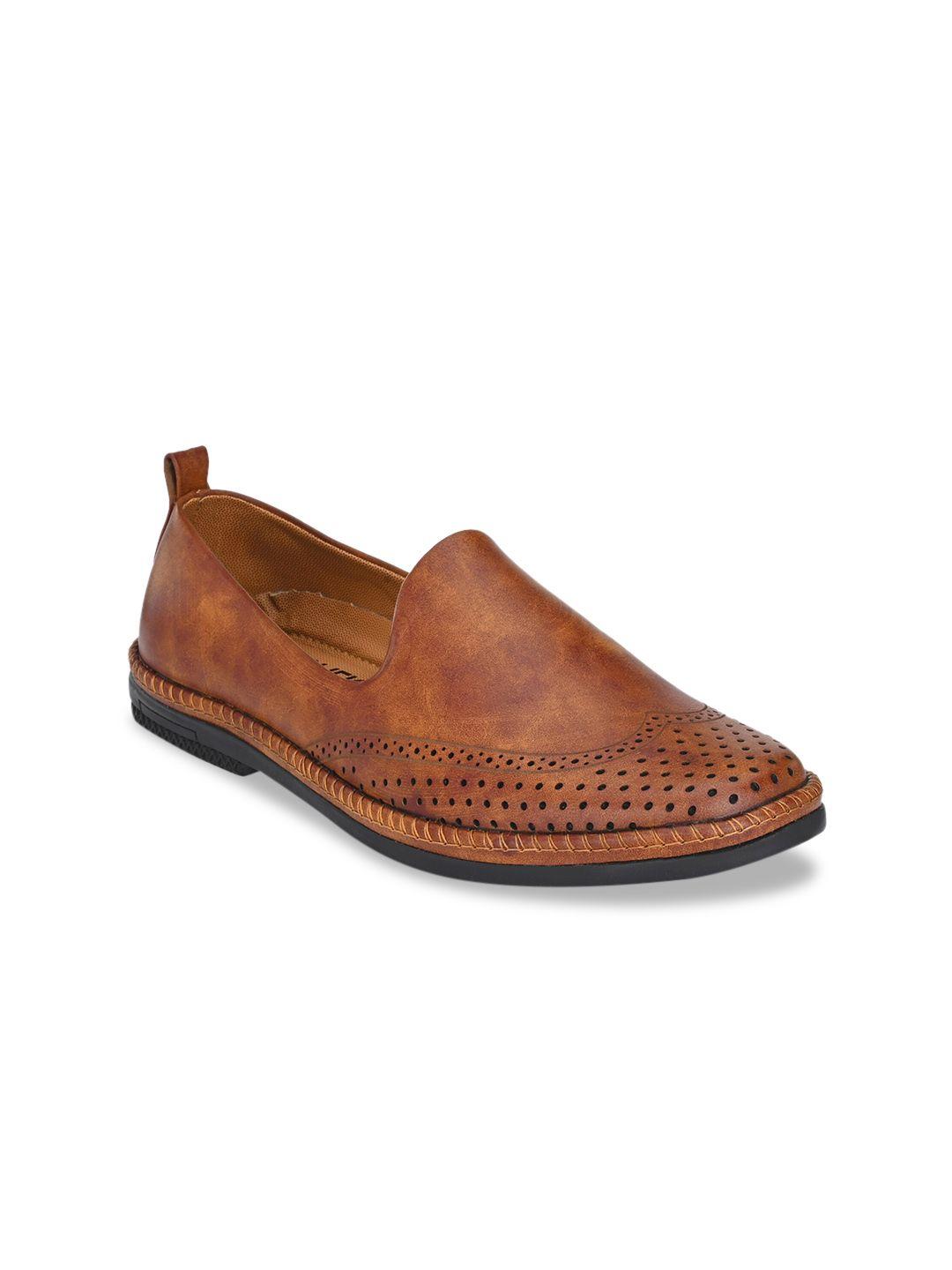 prolific men tan perforations loafers