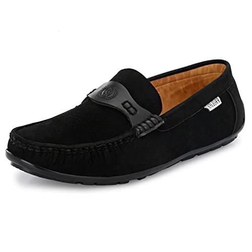 prolific men vegan suede loafers black