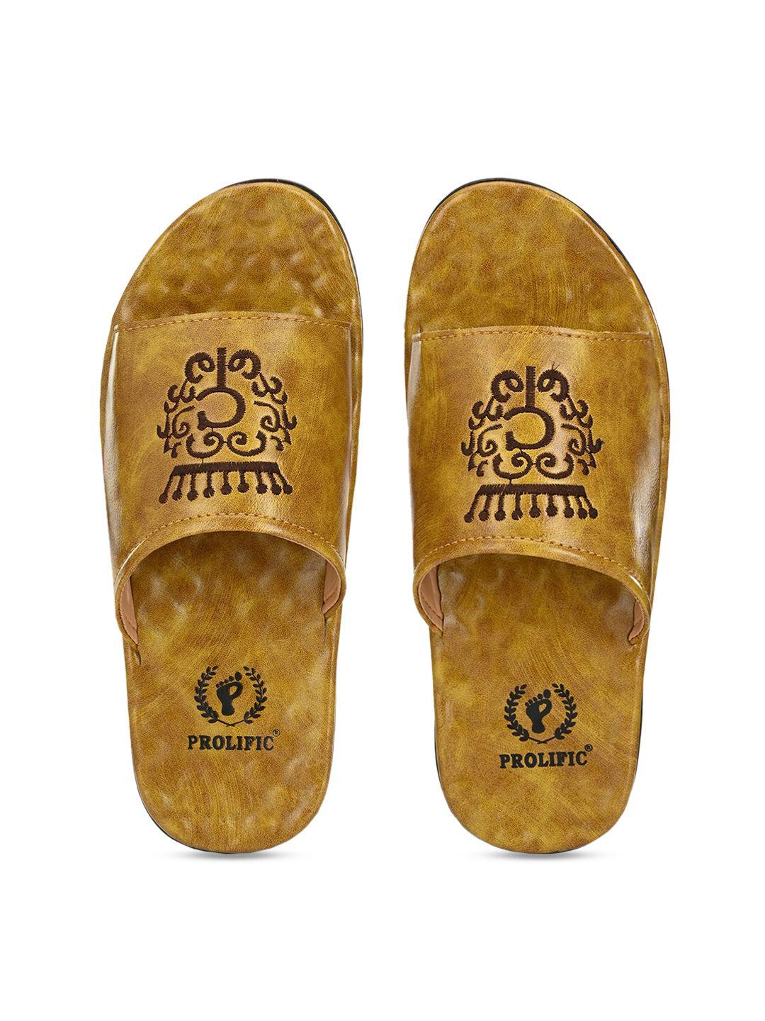 prolific men yellow self design sliders