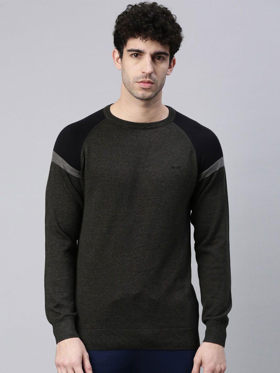 proline active men charcoal & black colourblocked sweater