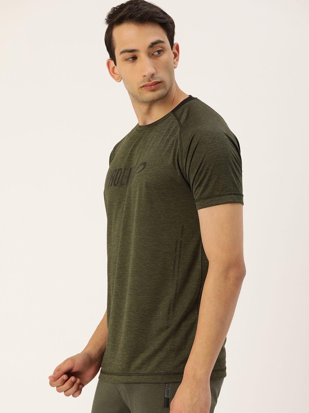 proline active men olive green r-elan printed round neck t-shirt