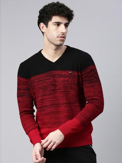 proline active red comfort fit colour block sweaters
