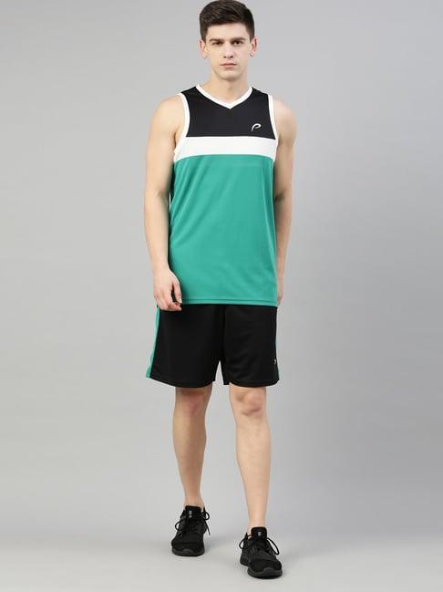proline black & green regular fit sports t-shirt & shorts set