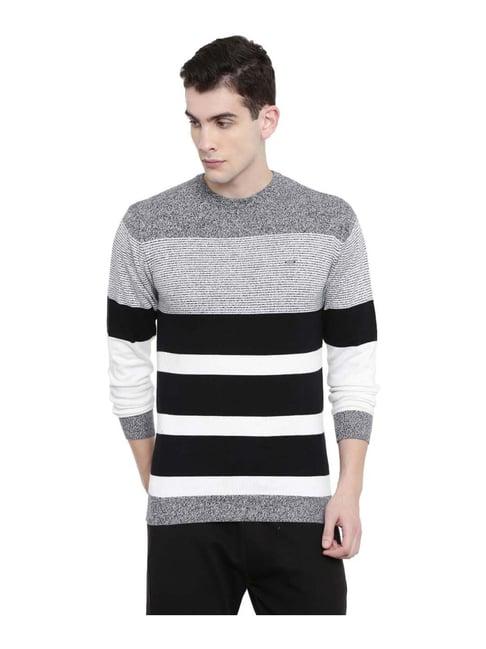 proline black & white regular fit striped sweater