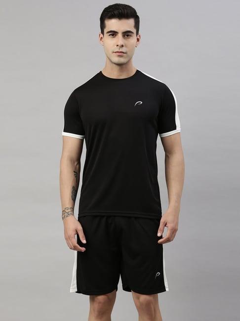proline black regular fit sports t-shirt & shorts set