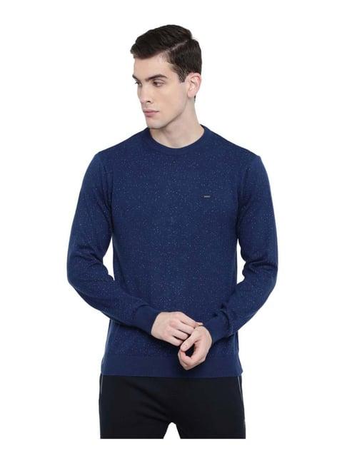 proline classic blue regular fit printed sweater