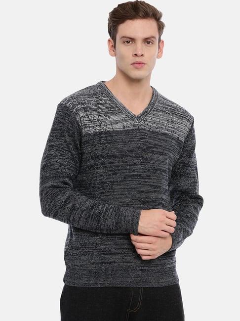 proline dark grey comfort fit self design sweater