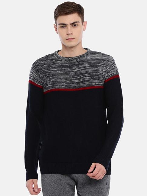 proline navy comfort fit colour block sweater