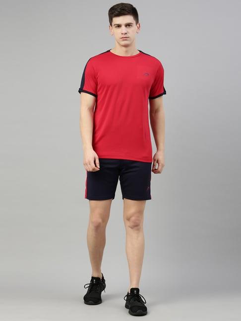 proline red & navy regular fit sports t-shirt & shorts set