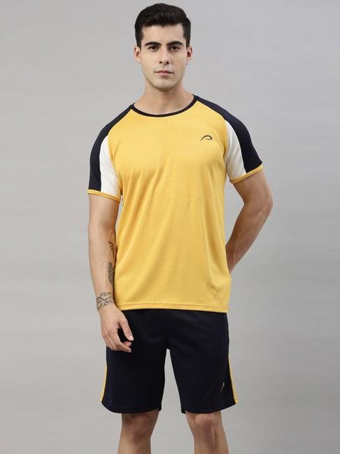 proline yellow & black regular fit sports t-shirt & shorts set