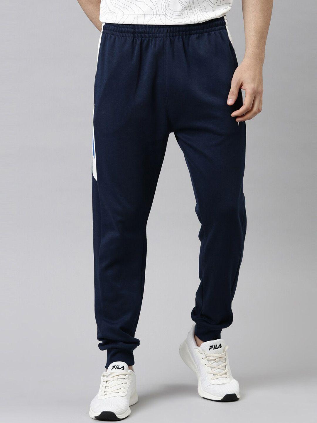 proline active men blue solid cotton track pants