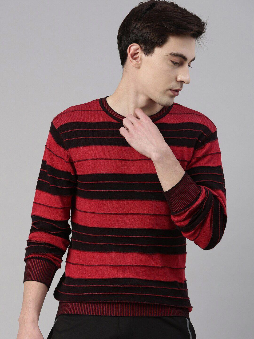 proline active men red & black striped pullover