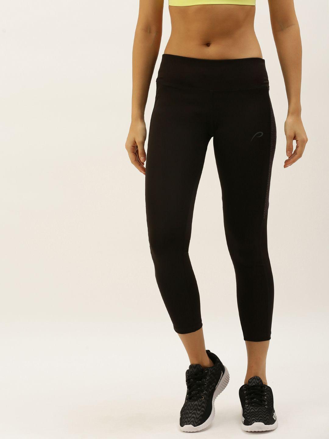 proline active women black performance fit solid cropped tights